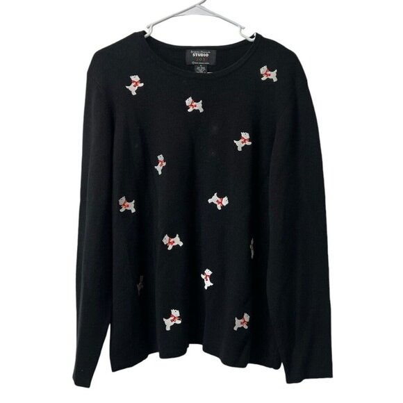 Designers Originals Studio Joy Women Sweater Dog Christmas Size XL Holiday - Picture 1 of 10